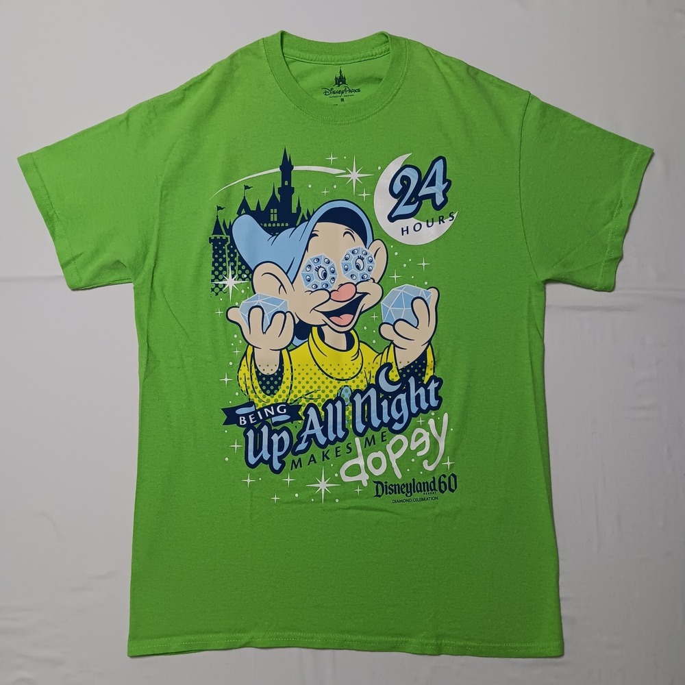 Disneyland Parks 60 Diamond Celebration Dopey Shirt Large 24 Hour 2015 Green Tee